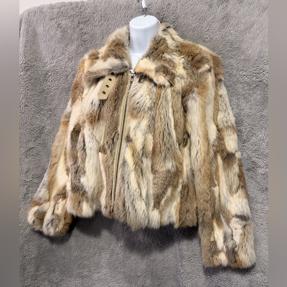 Beautiful Vintage Rabbit Hair Jacket Multicolor Fur Zip Up Womens Fits Small Y2K - Picture 10 of 10